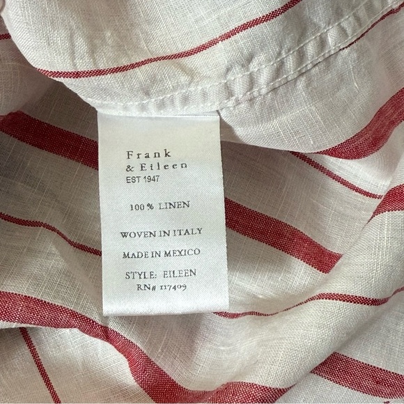 Frank & Eileen Women's Long Sleeve Shirt Size S Striped Red White 100% Linen - Picture 9 of 11
